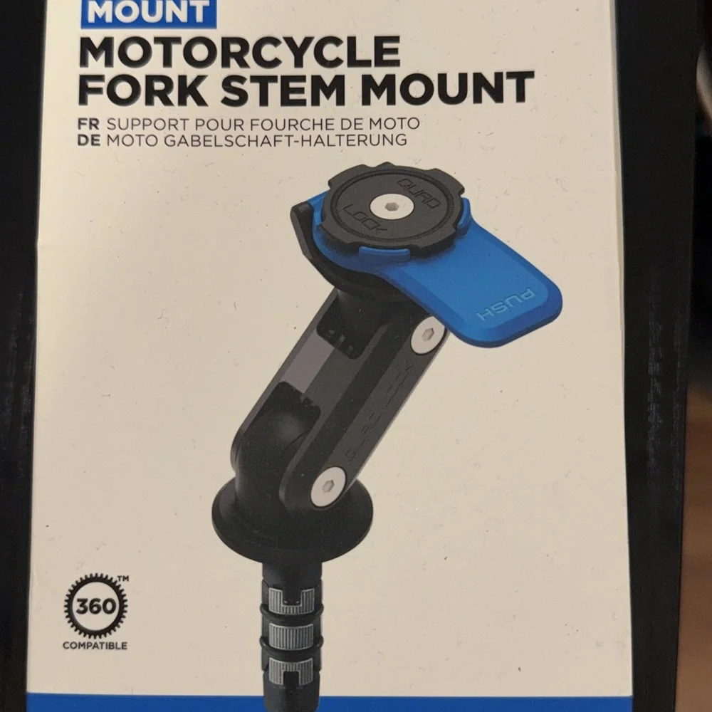 Black and Blue Phone Adapter for Motorcycle Fork Stem